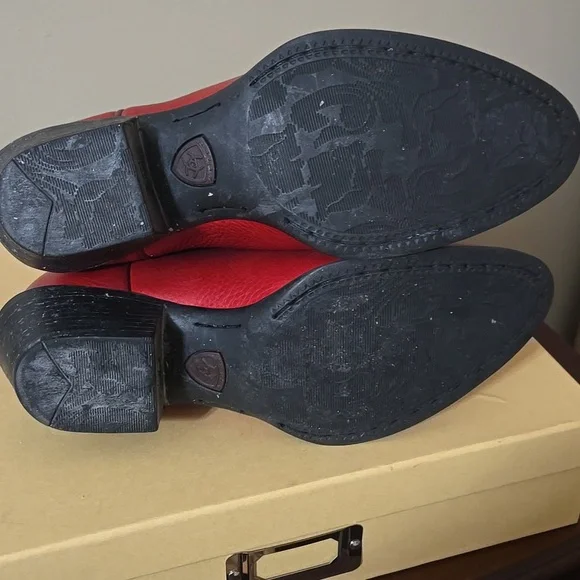 Ariat Heritage Western Boots Womens Size 7 B Red Leather Floral R-Toe 15761 - Picture 7 of 11